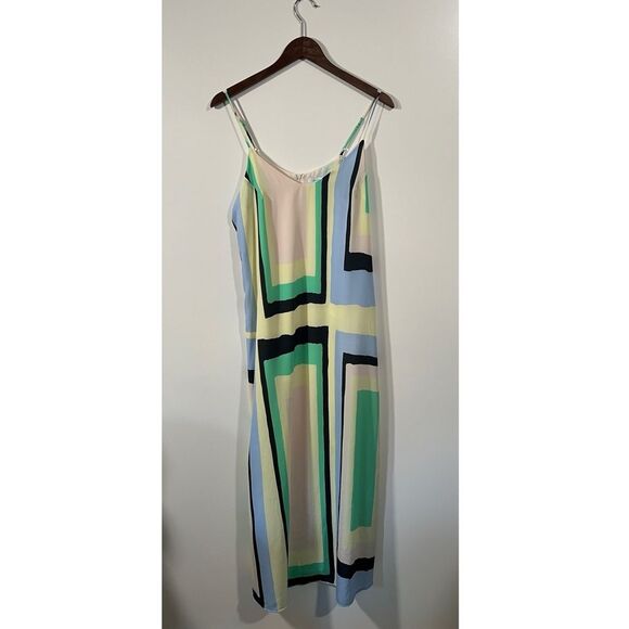 Anthropologie Abstract Spaghetti Strap Maxi Dress Size Medium - Picture 3 of 10